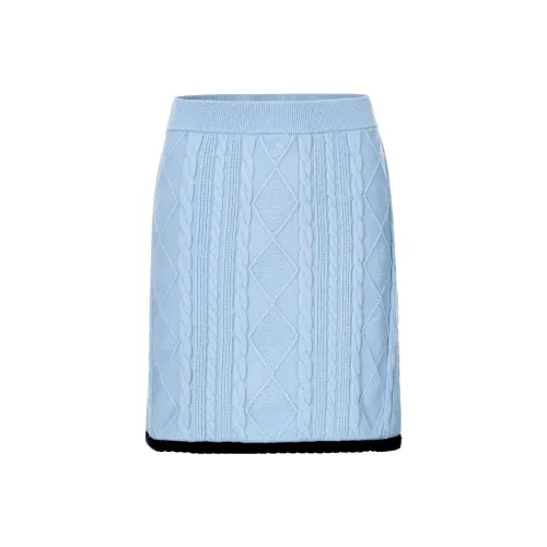 TAMMY TANGS 블랙 블루 배색 여성 캐주얼 숏 스커트