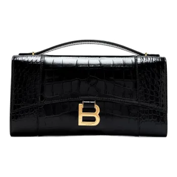 Balenciaga Hourglass Calfskin One Shoulder Handbag Women's Black