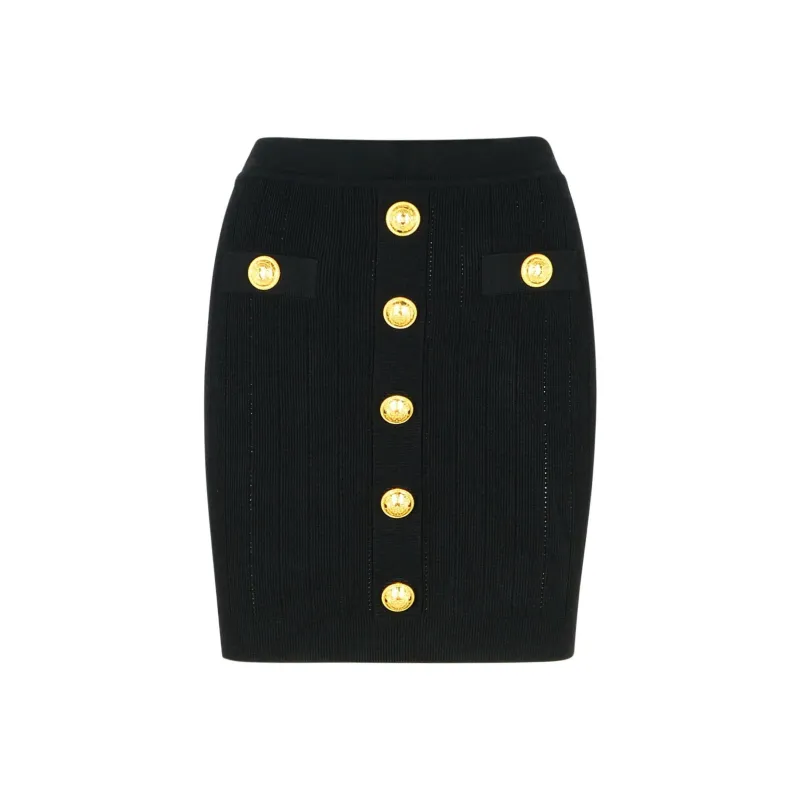 BALMAIN Button Detailed High Rise Mini Skirt-0