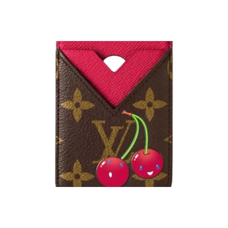 LOUIS VUITTON Takashi Murakami Collaboration Magnetic Monogram Coated Canvas Card Holder Women's Brown-4