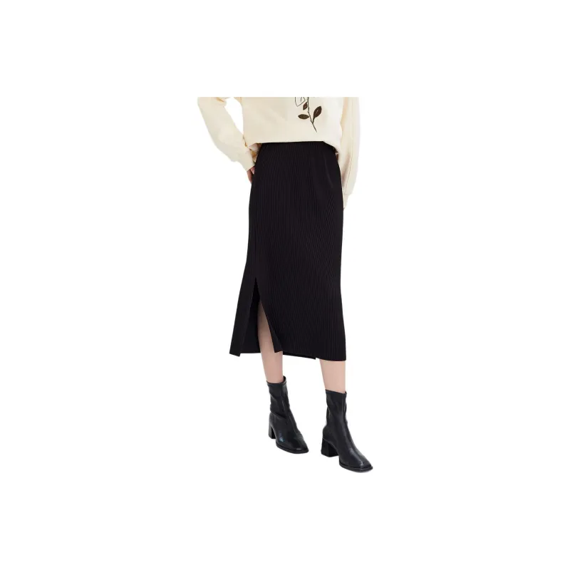 Hopeshow Casual Long Skirt Women's Black-0
