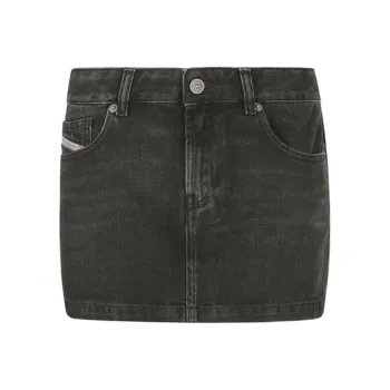 DIESEL De-Ron Logo Patch Denim Mini Skirt