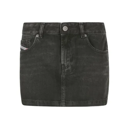 DIESEL De-Ron Logo Patch Denim Mini Skirt