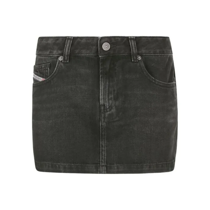 DIESEL De Ron Logo Patch Denim Mini Skirt-0