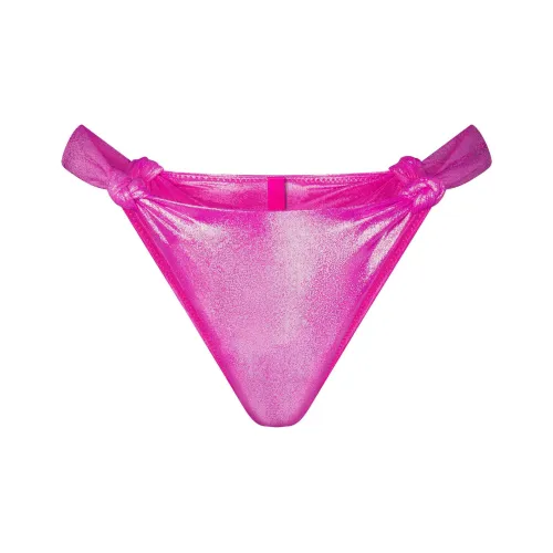 SKIMS LIQUID SHINE SWIM KNOTTED CHEEKY TANGA BOTTOM Swimming Shorts Women's Lollipop/Popstick