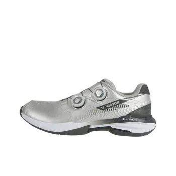 VICTOR Cushioning, Slip Resistant, And Abrasion Resistant Low Top Badminton Shoes Men's Bright Silver Iron Gray