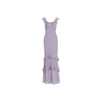 REFORMATION Tripoli Ruffled Maxi Dress Sleeveless Dress Women's Light Purple
