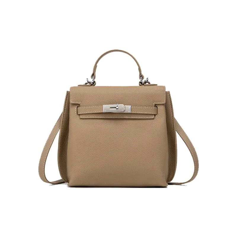 Bullrun Cow Leather Shoulder Bag, Crossbody Bag, Handbag Regular Women's Black/Elephant Grey/Milkshake White-1