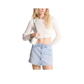 MICHAEL KORS Frayed Denim Mini Skirt