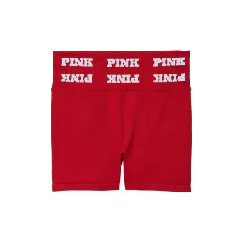 Victoria's Secret PINK SOFT SEAMLESS 3' SHORTS/Red Lacquer Logo Sports Shorts Women's Red Paint Logo