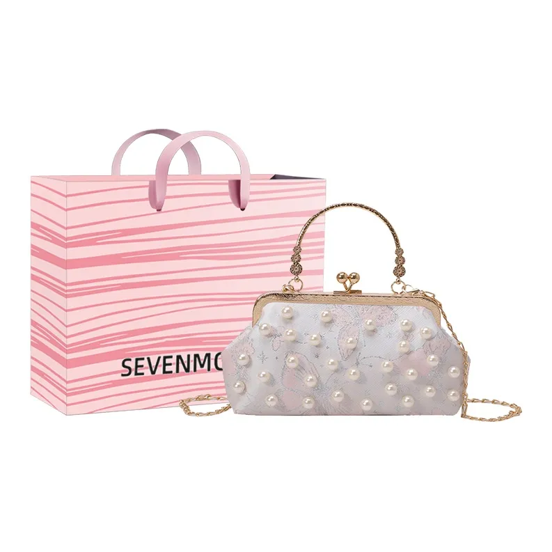 SEVENMOONS Fabric Handbag Women's Silver/Gold/Pink-6