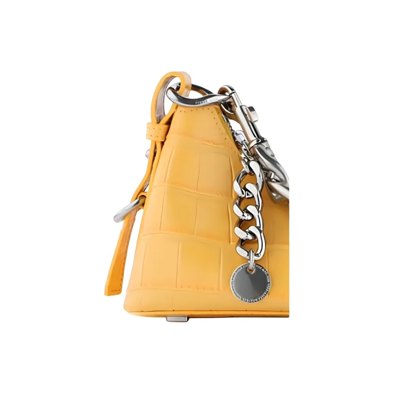APEDE MOD Crocodile Pattern Cow Leather Lunch Box, Crossbody One Shoulder Handbag Trumpets Women's Chamomile-2