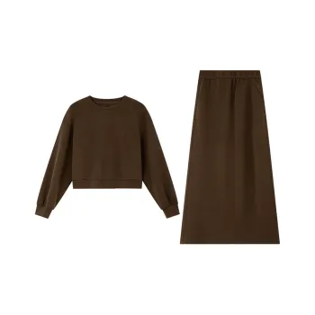VIMLY Skirt Set Women's Mocha Coffee