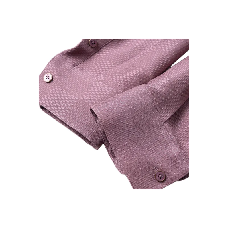 LOUIS VUITTON 1AHCGE Jacquard Damier Long Sleeved Silk Shirt-2
