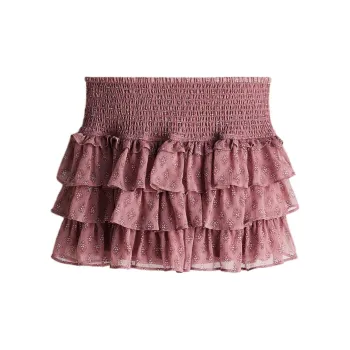 H&M Casual Short Skirts Women's Gray Pink/Pattern