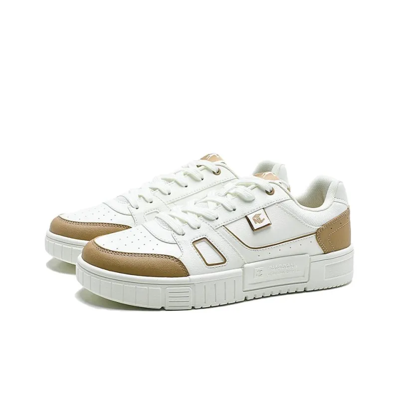 QIAODAN Anti Slip Wear Resistant Low Top Skateboard Shoes Men's White Brown-2
