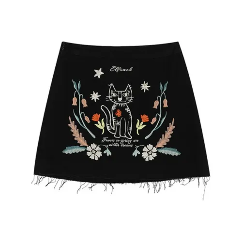 ELF SACK Casual Short Skirts Women's Calm Black