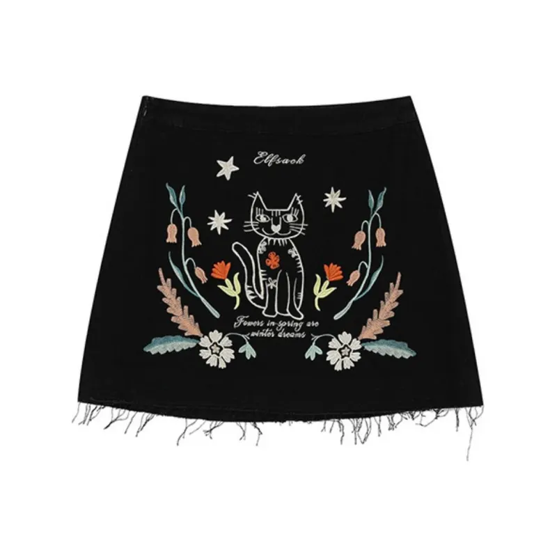 ELF SACK Casual Short Skirts Women's Calm Black-0