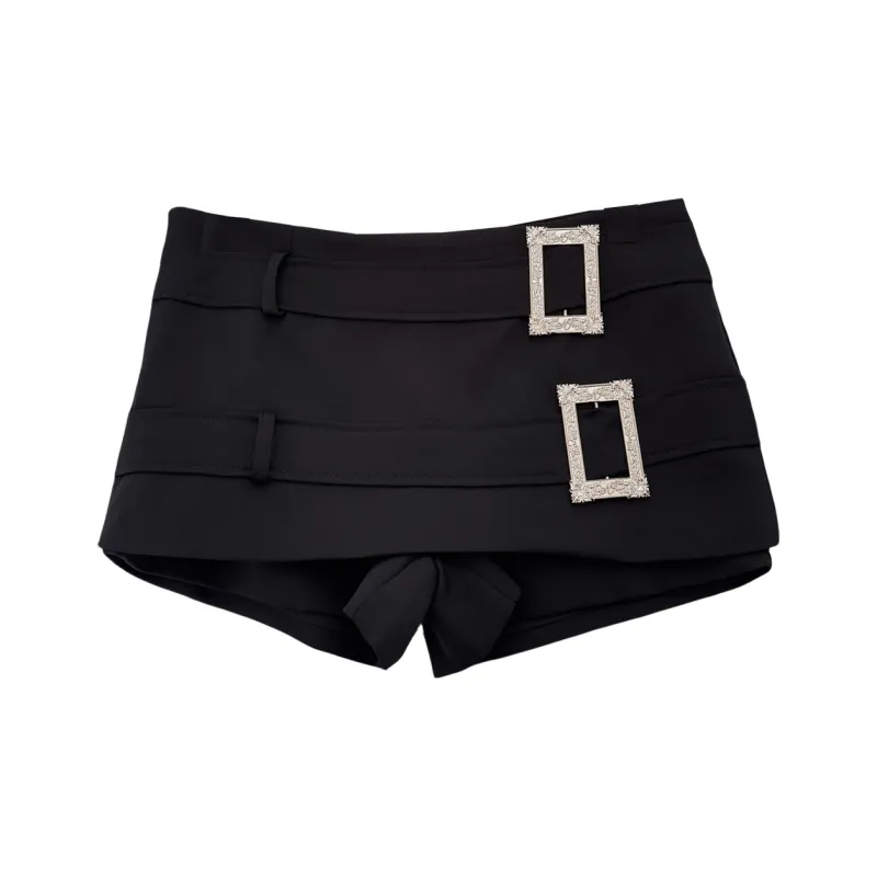 CPAURA Casual Short Skirts Women's Black-0