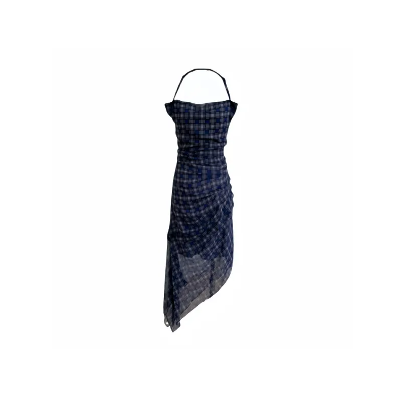 YGPRW Slip Dresses Women's Blue Purple Plaid-0