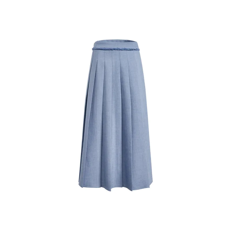 KUOSE Casual Long Skirt Women's Light Blue-0