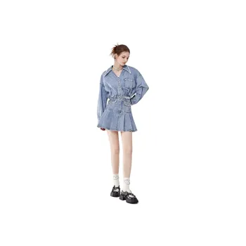 AIVEI Casual Short Skirts Women's Denim Light Blue