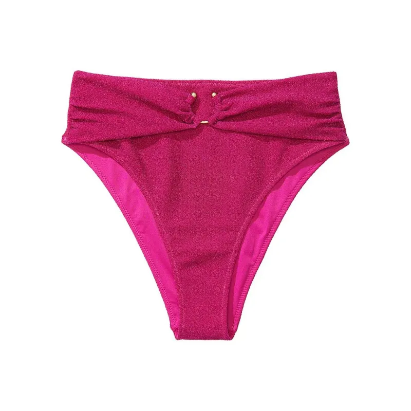 Victoria's Secret Shimmer High-Waist Cheeky Bikini Bottom/Pink Swimming Shorts Women's Pink-0