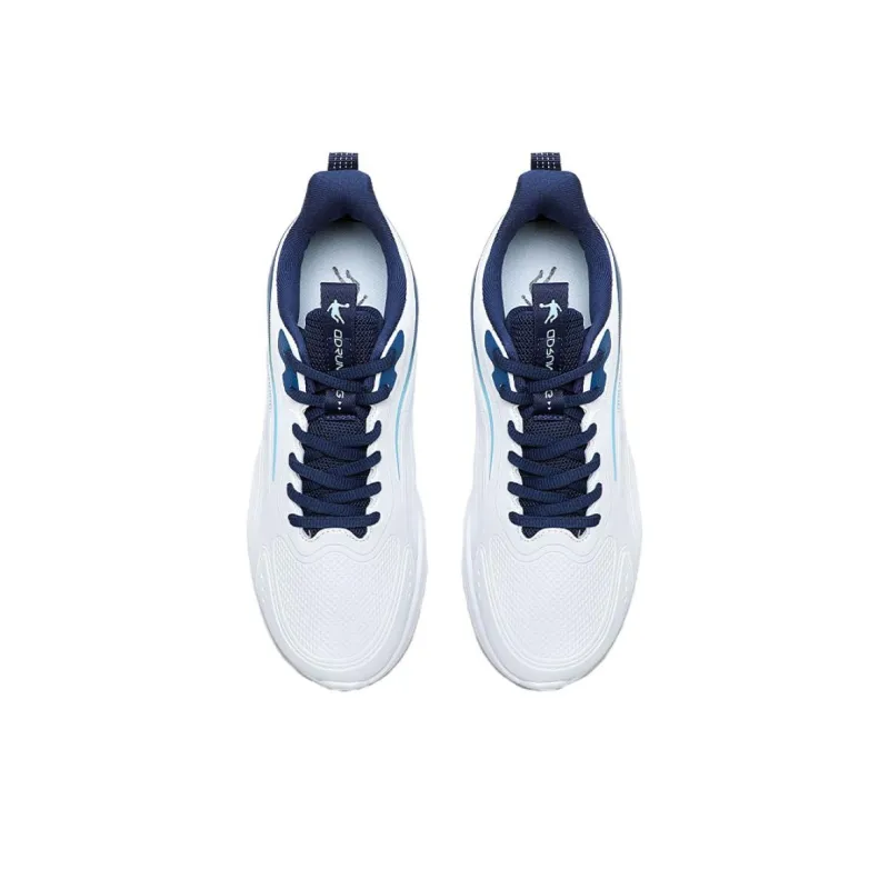 QIAODAN Anti Slip Wear Resistant Low Top Casual Running Shoes Men's White Blue-3