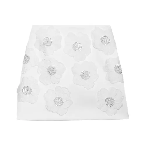 Maje Beaded Floral embroidered Satin Skirt