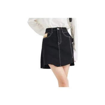Tonlion Denim Short Skirts Women's Black