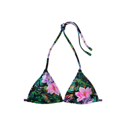 Victoria's Secret Mix & Match Triangle Bikini Top / Black Tropical Bikini Women's Black Print