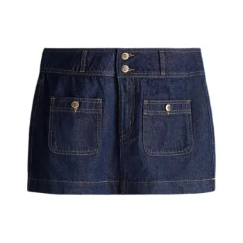 H&M Casual Short Skirts Women's Dark Denim Blue