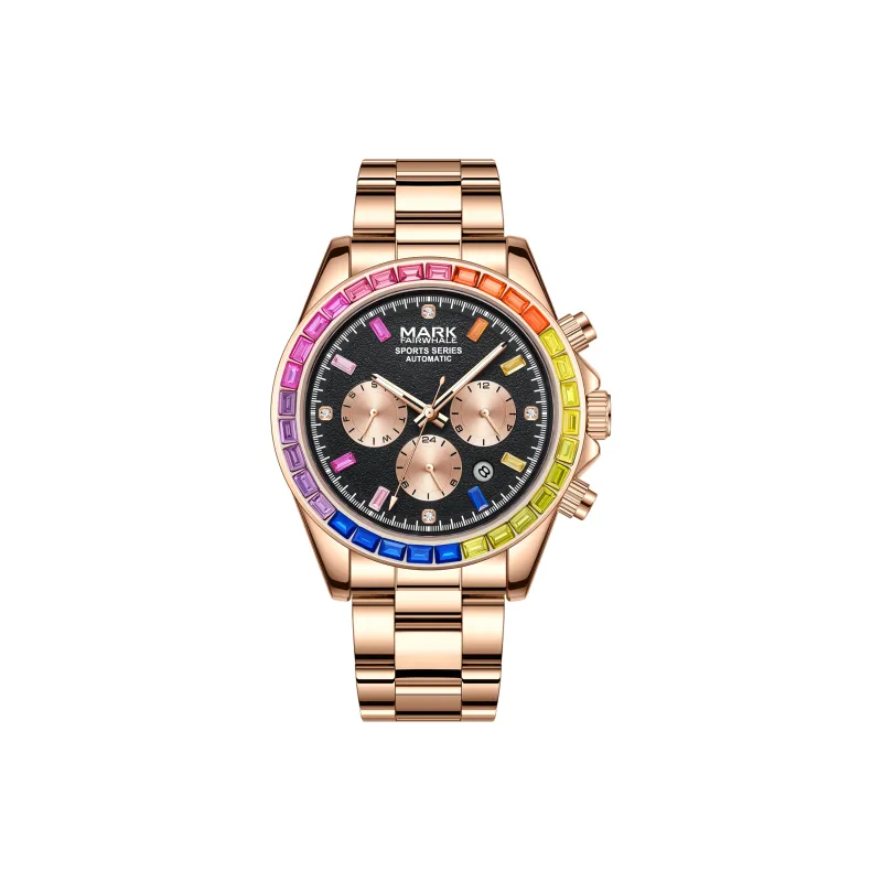 FAIRWHALE Automatic Mechanical Movement Metal Strap Watch Men's Watches Black Dial-5