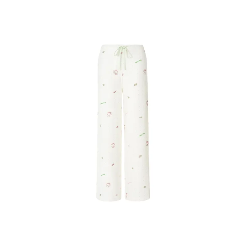 SILKY MIRACLE Pajama Set Women's Milk White With Tennis Polka Dot-1