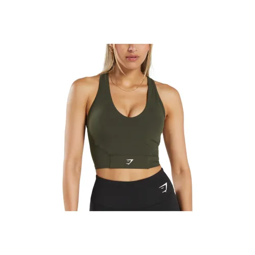 GYMSHARK CROP MESH TANK Sport Vests Women's Dark Olive Green