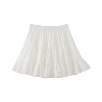Homemade Willow Silk Casual Short Skirts Women's White Mother Of Pearl