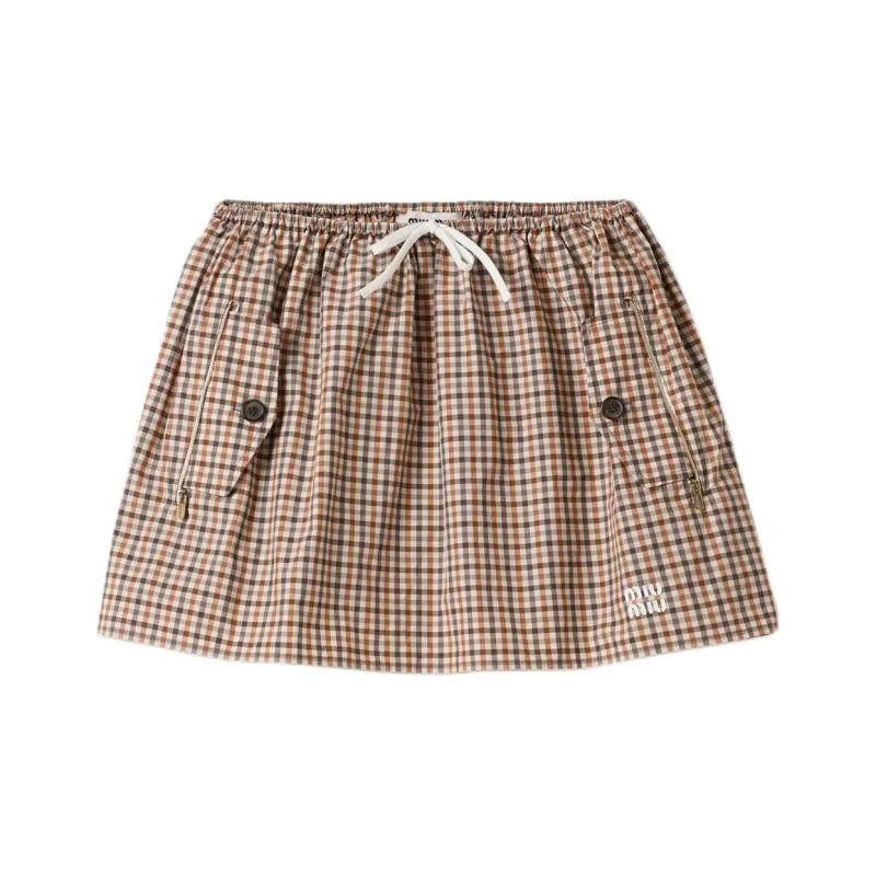 MIU MIU Gingham check Mini Skirt-0