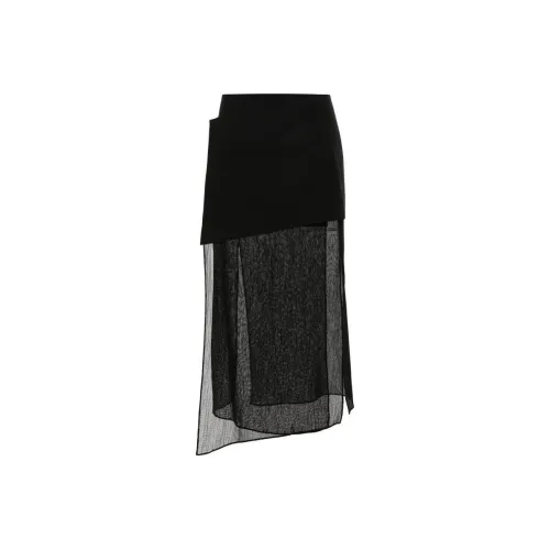 GAUCHERE 블랙 여성 캐주얼 롱 스커트