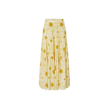 MOCO Casual Long Skirts Women's Yellow Base With Mixed Print