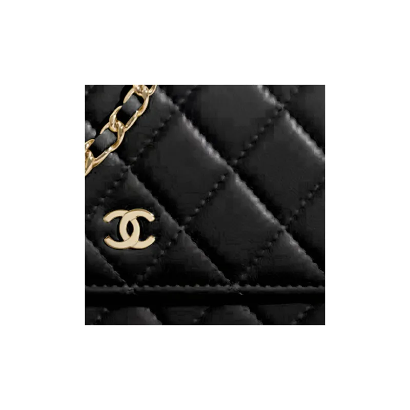 CHANEL WOC Lambskin Chain Wallet, Shoulder Bag, Crossbody Bag Mini Women's Black-1