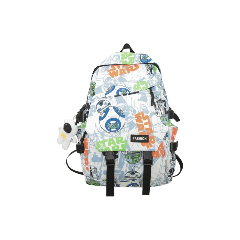 PULEWEI Nylon Backpack Regular Unisex White Shoes/Black Graffiti/White Blue/White Red-12