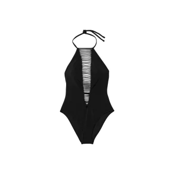 Victoria's Secret PINK Archives Swim Strappy High-Neck One-Piece Swimsuit/B One-piece Swimsuit Women's Black