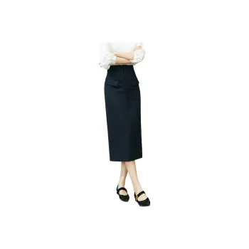 Late White Casual Long Skirts Women's Dark Blue