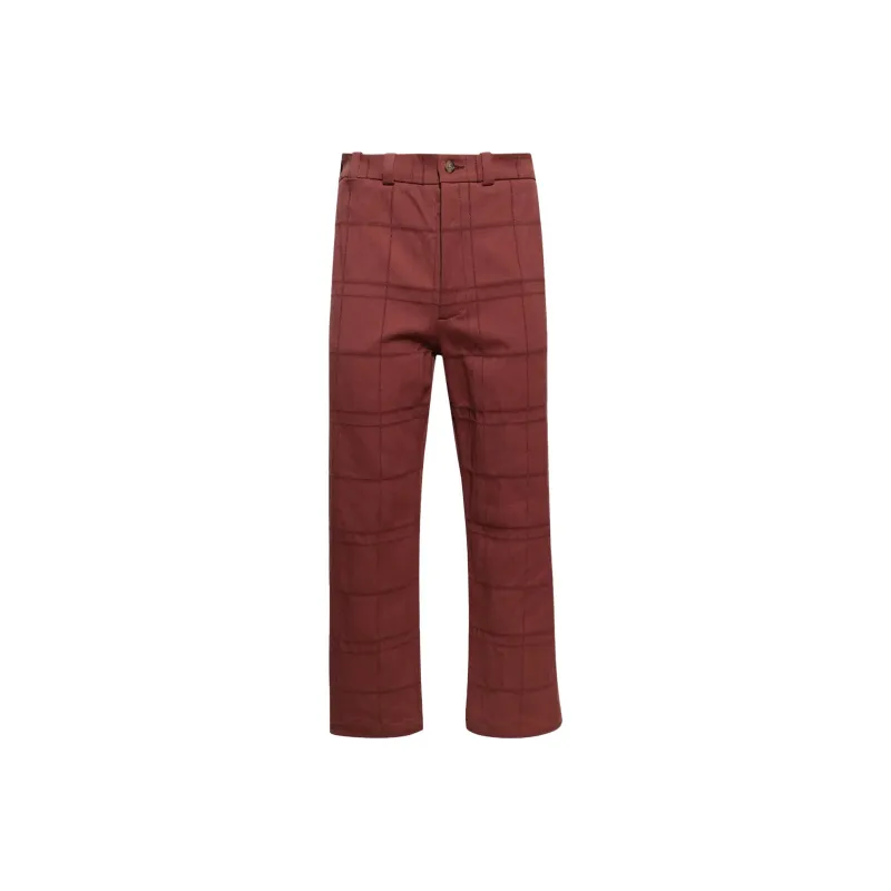 The Elder Statesman Checked Cotton Trousers-0