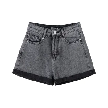 SOON FLOWER Denim Shorts Women's Black Gray Color