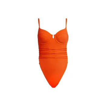 Adidas Ivy Park Spaghetti Strap One Piece Swimsuit Solar Orange