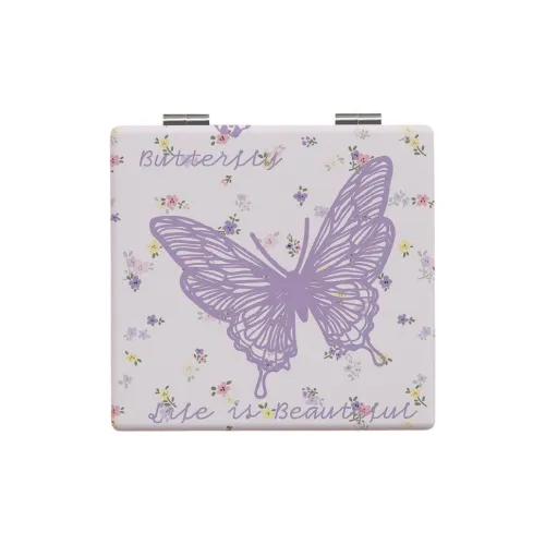 JIXUAN Ins Butterfly Pocket Mirror Handheld Portable Foldable