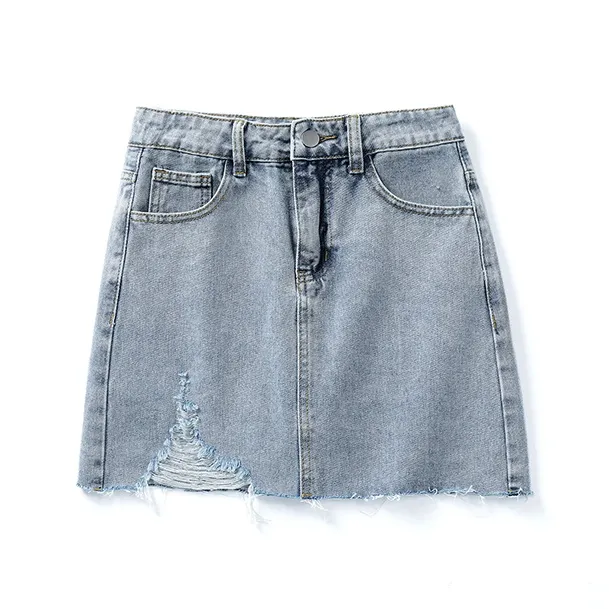Wen Shan Denim Short Skirts Women's Vintage Blue-0