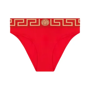 VERSACE Greca Border Bikini Bottoms 'Red'