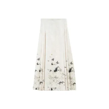 VIMLY Casual Long Skirts Women's Apricot